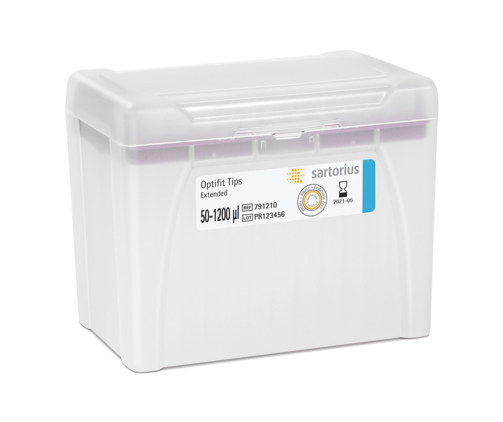 Optifit-Pipettespets, Sartorius, 50-1200 µl, längd 90,0 mm, 10 rack med 96 st.