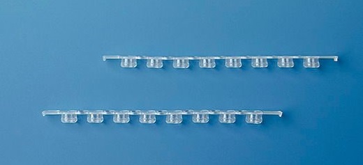 PCR-lock, PP, 8-strips, flat, för PCR-rör