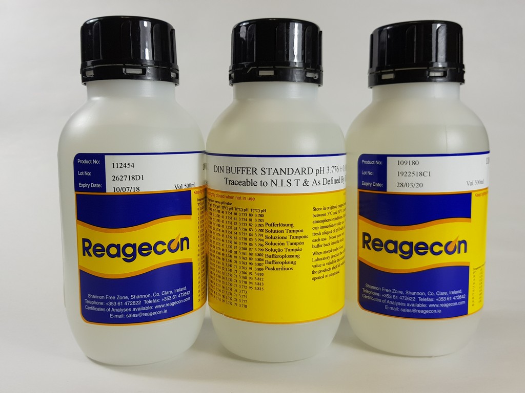 Buffert, Reagecon, pH 4,005 ± 0,01, 25 °C, DIN 19266, 500 mL