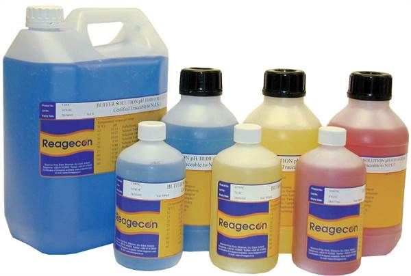 Teknisk buffert, Reagecon, pH 10,00 ± 0,02, 25 °C, blå, 1 L