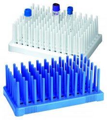 Reagensglasstativ Peg Rack, 50 hål, vitt
