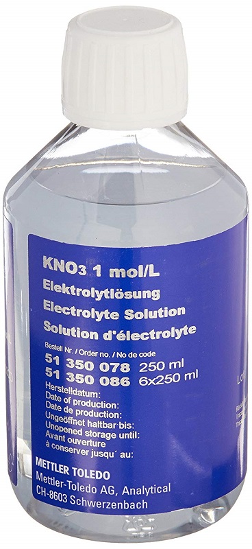 Elektrolyt, Mettler-Toledo, KNO3, 1M, 250 mL, 6 st.