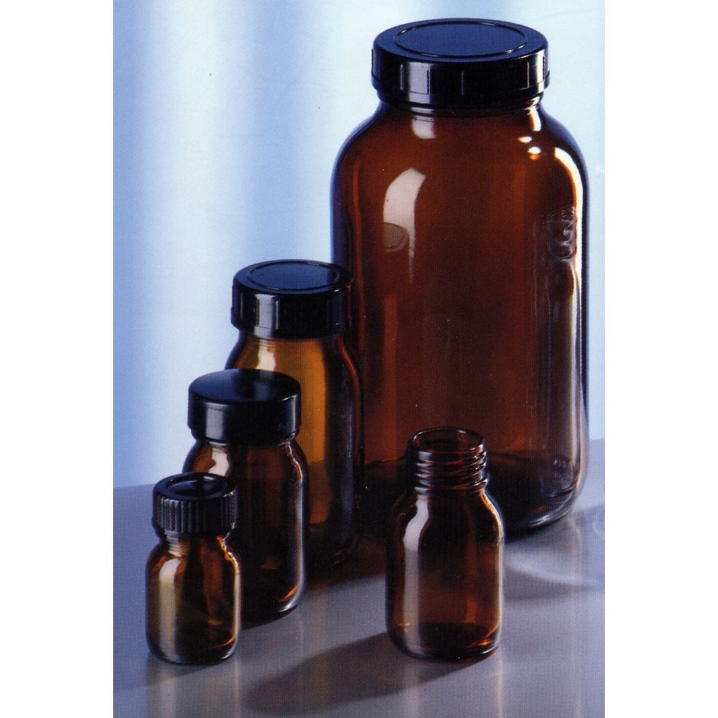 Provglas 1000 ml, GL 68 med lock, brunt glas