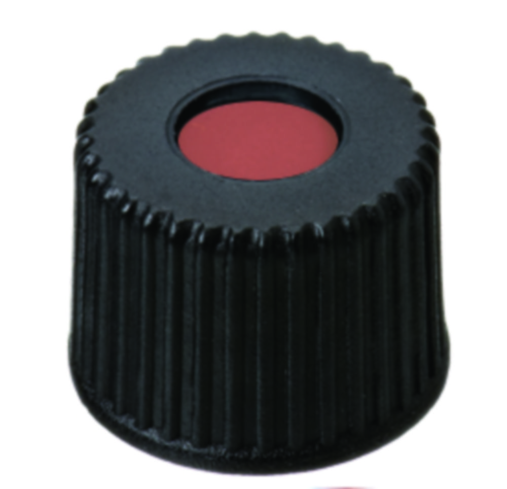 Skruvlock, LLG, N 8, svart PP m. hål, gummi/PTFE 60 A