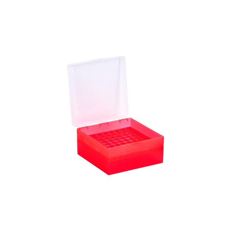 [1520012] Kryobox, Ratiolab, 133 x 133 x 52 mm, PP, 9 x 9, 1,2/2,0 ml kryorör, röd