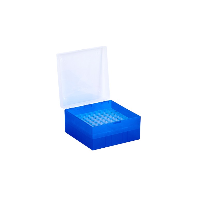 [1520014] Kryobox, Ratiolab, 133 x 133 x 52 mm, PP, 9 x 9, 1,2/2,0 ml kryorör, blå
