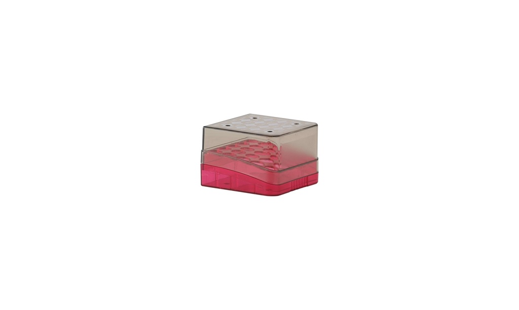Kryobox, TENAK,  76 x 76 x 53 mm, PC, 5 x 5 rum, röd