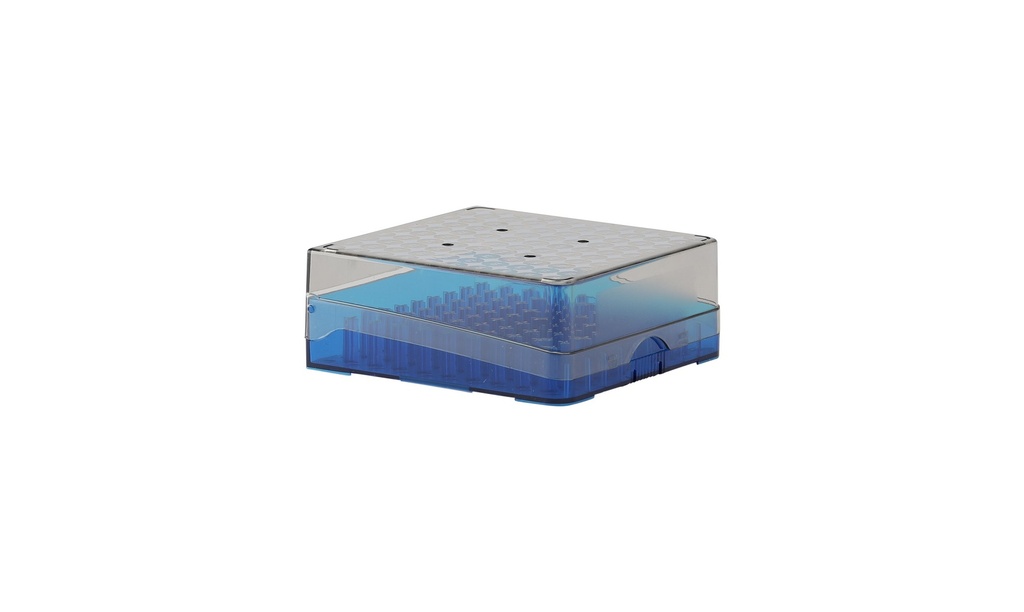Kryobox, TENAK, 133 x 133 x 53 mm, PC, 10 x 10 rum, blå