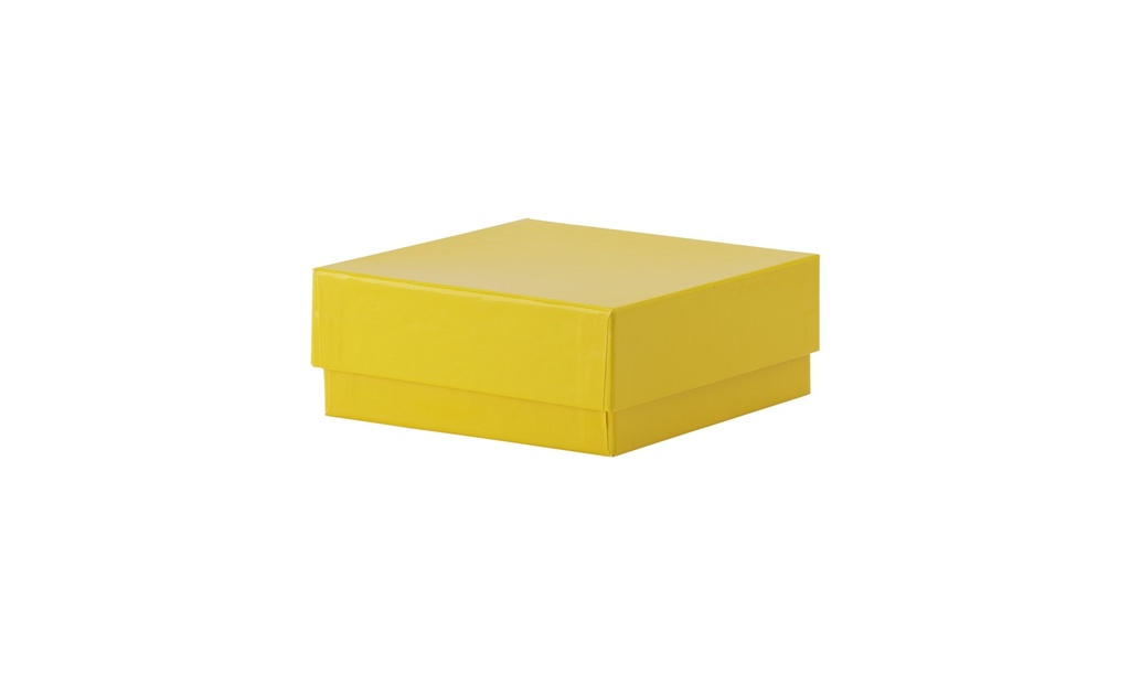 [1522764] Kryobox, TENAK, 133 x 133 x 50 mm, PP-belagd kartong, utan rutnät, gul