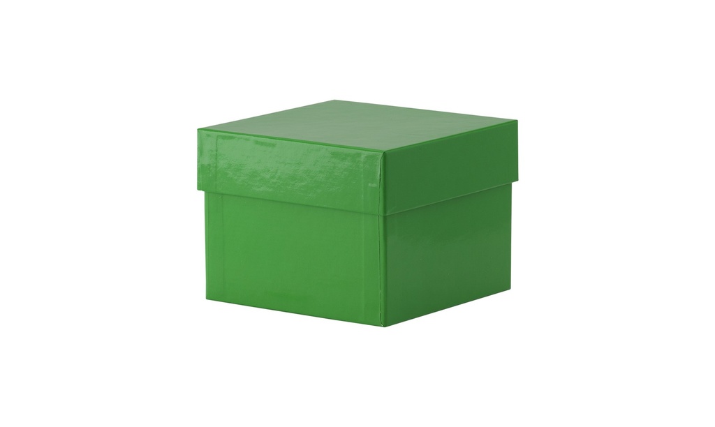 Kryobox, TENAK, 133 x 133 x 100 mm, PP-belagd kartong, utan rutnät, grön