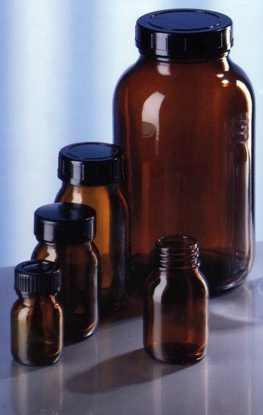 Provbehållare 200 ml, GL 55 med lock, brunt glas