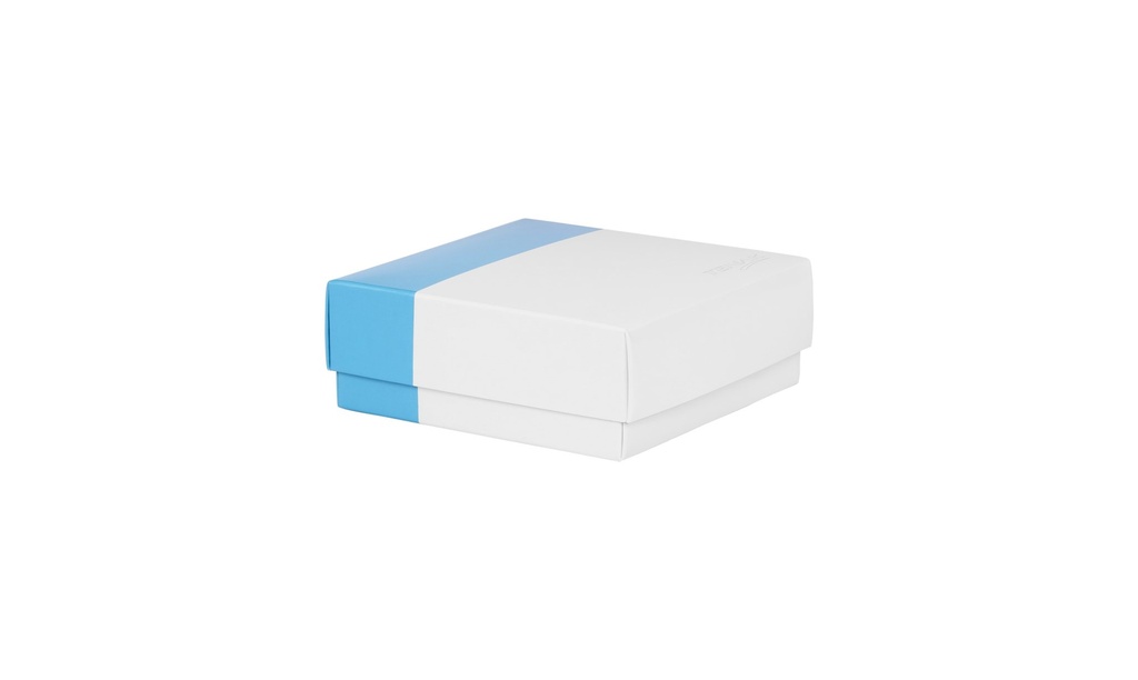Kryobox, TENAK, 134 x 134 x 52 mm, PP-belagd yta, 9 x 9 rum, blå/orange