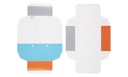 Kryobox, TENAK origami, 134 x 134 x 52 mm, PP-belagd yta, blå/orange, 100 st.