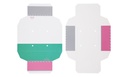 Kryobox, TENAK origami, 134 x 134 x 52 mm, PP-belagd yta, grön/rosa, 100 st.
