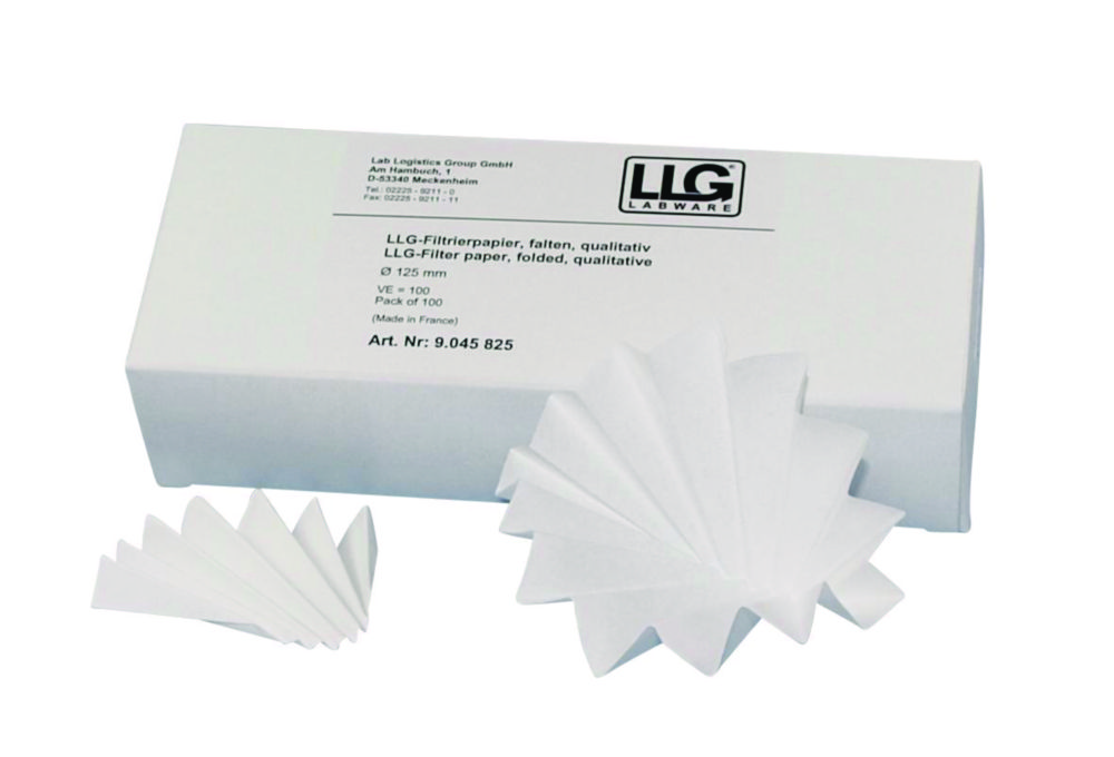 Veckfilter, LLG, kvalitativt, medium, Ø90 mm, 8-12 µm, 100 st.