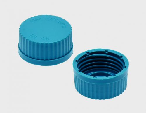 Screw cap, GL45, blue pack of 10
