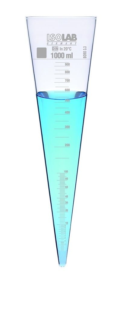 Imhoff sedimentationskon u/kran, glas, 1000 ml