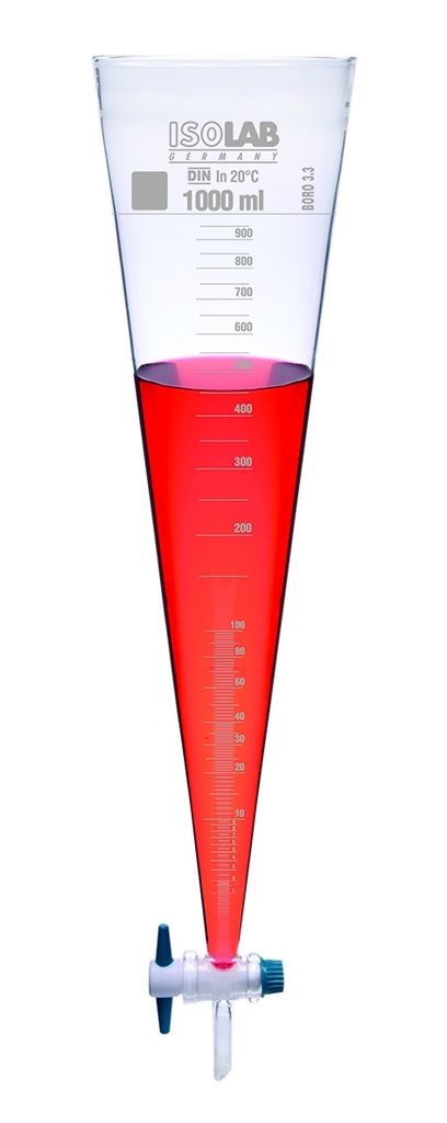 Imhoff sedimentationskon, m/kran, glas, 1000 ml