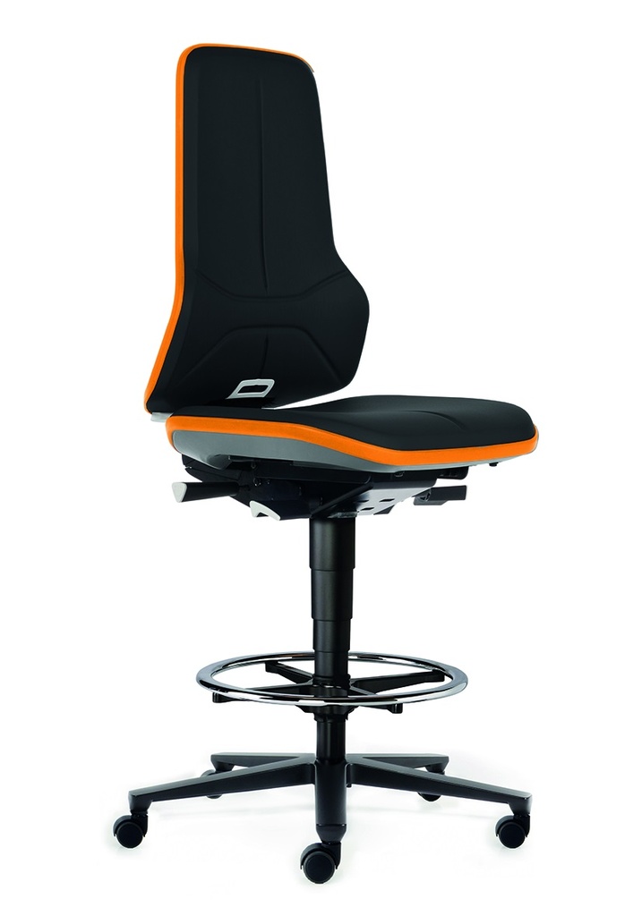 [6287724] Neon-stol, imitationsläder, hjul,orange, 630-910mm