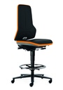 Neon-stol, imitationsläder, hjul,orange, 630-910mm