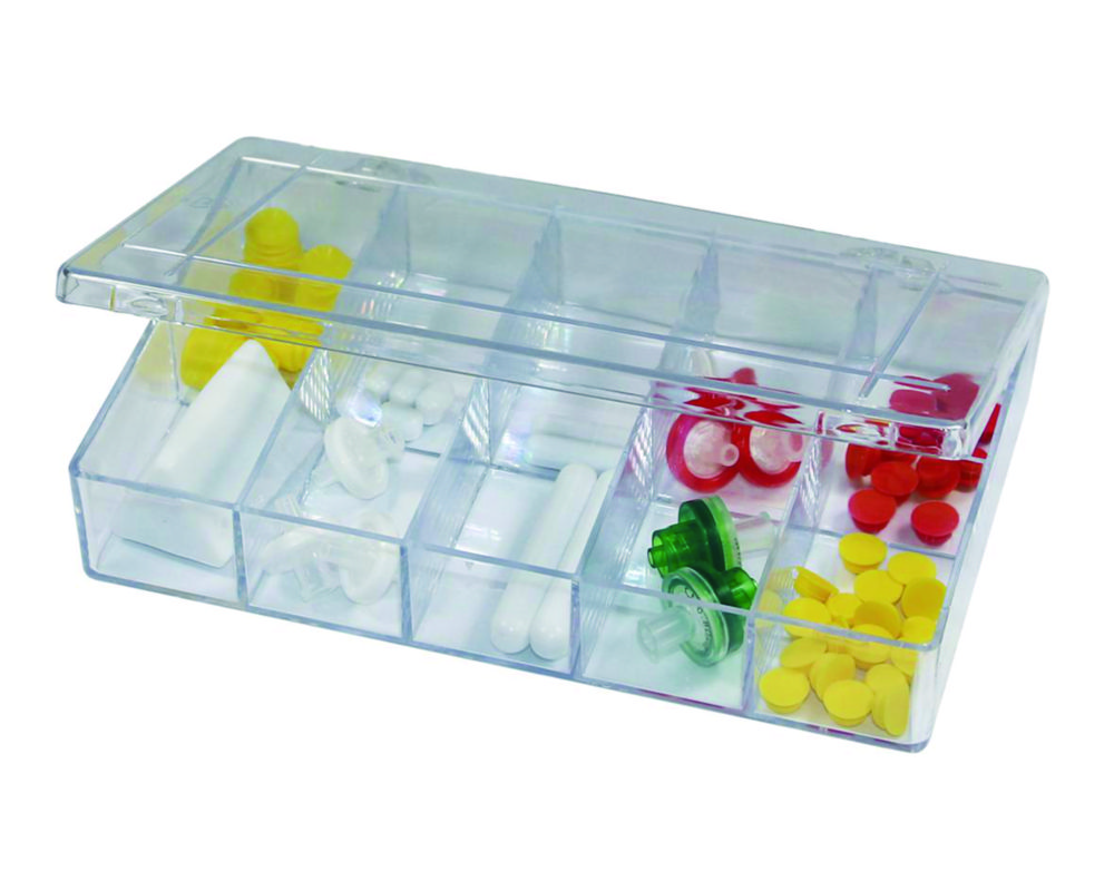 Assortment box 105x170x32mm PS, 10 compartments