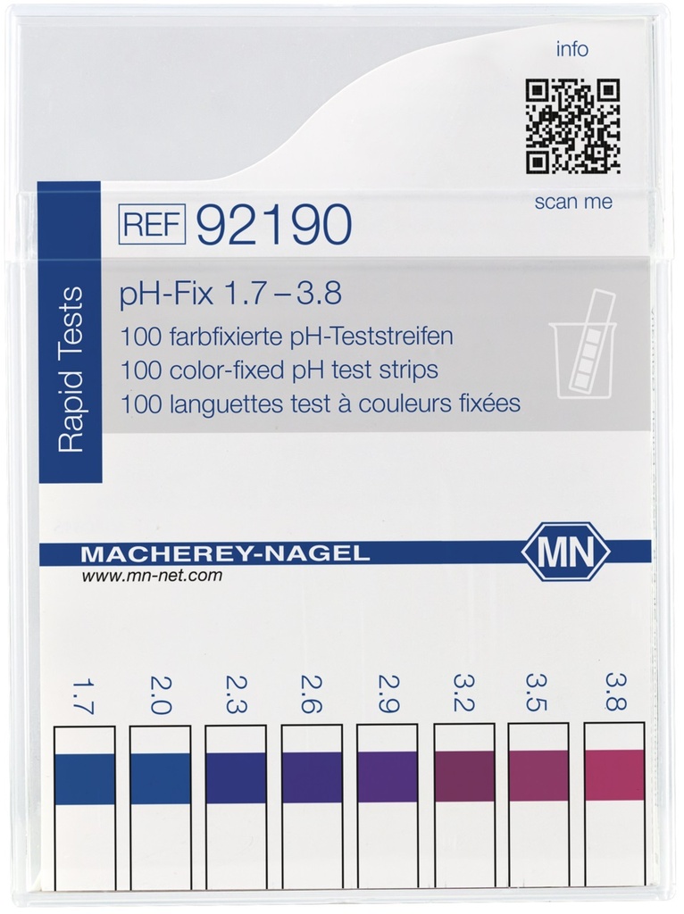 [1571750] pH-indikatorpapper, Macherey-Nagel pH-Fix, strips, pH 1,7 - 3,8, 100 st.