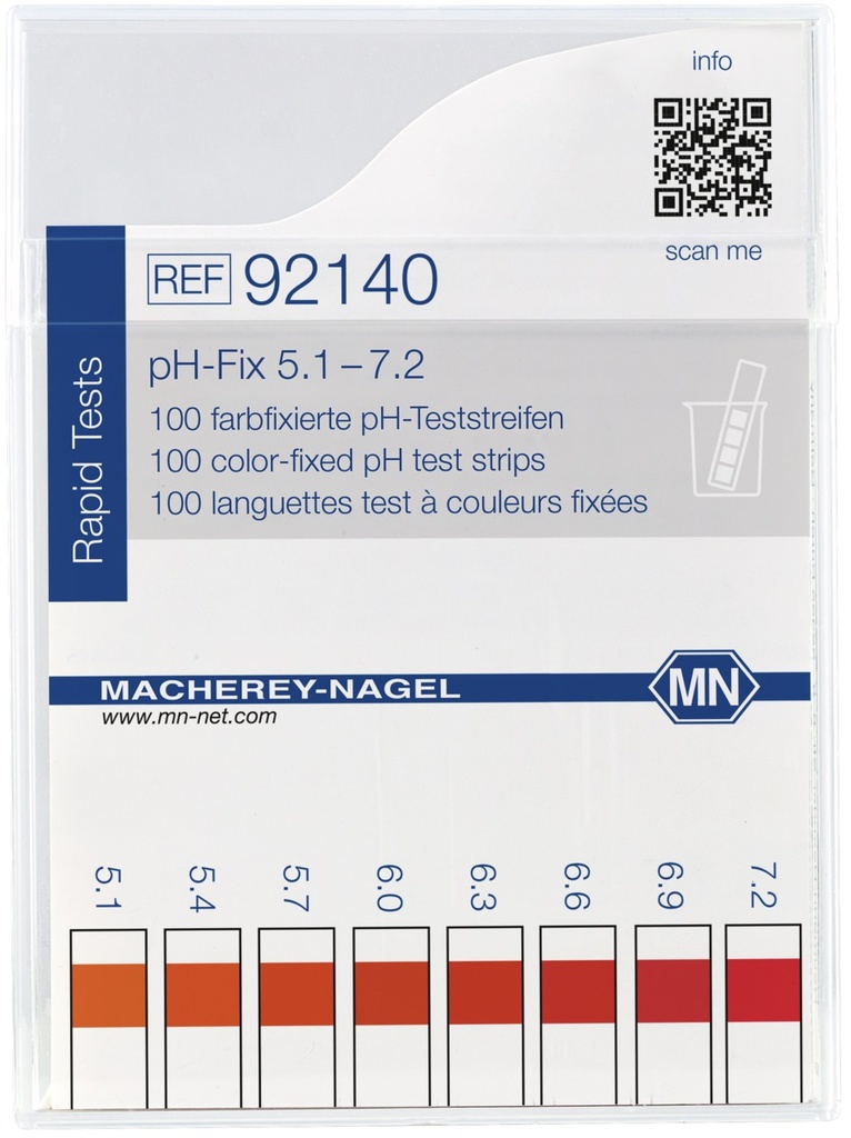 pH-indikatorpapper, Macherey-Nagel pH-Fix, strips, pH 5,1 - 7,2, 100 st.