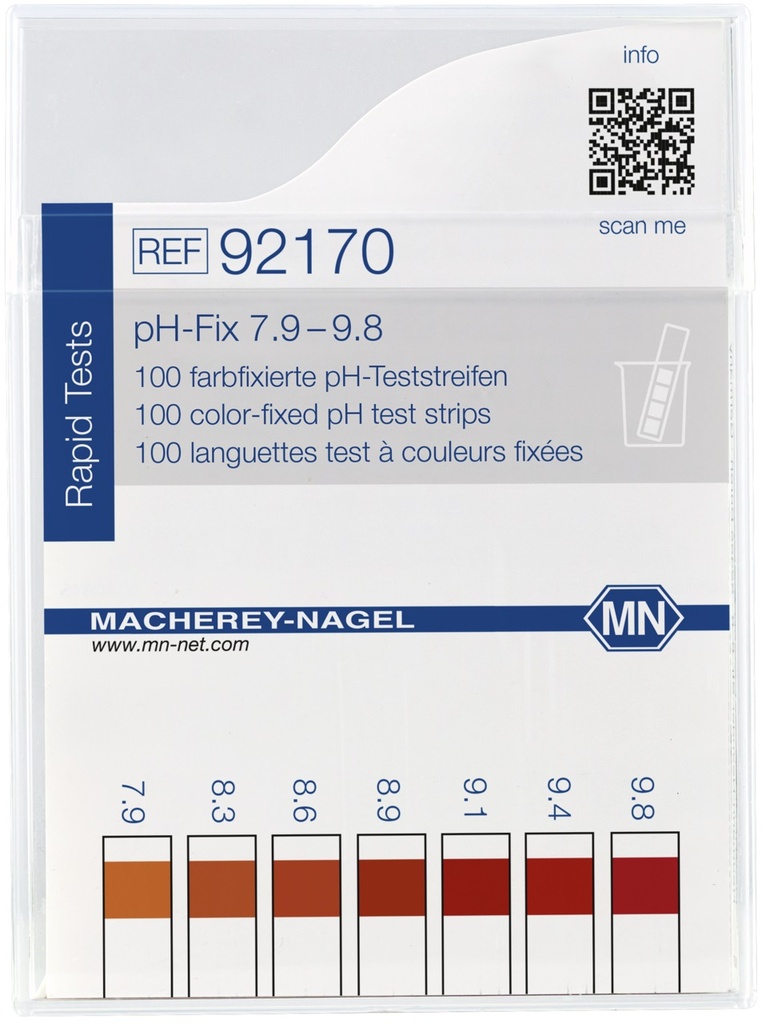 [1571755] pH-indikatorpapper, Macherey-Nagel pH-Fix, strips, pH 7,9 - 9,8, 100 st.