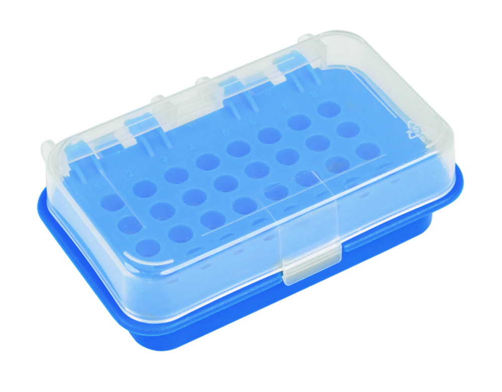 PCR-Rack, Heathrow Scientific, 32 platser, PP, blå, 10 st.