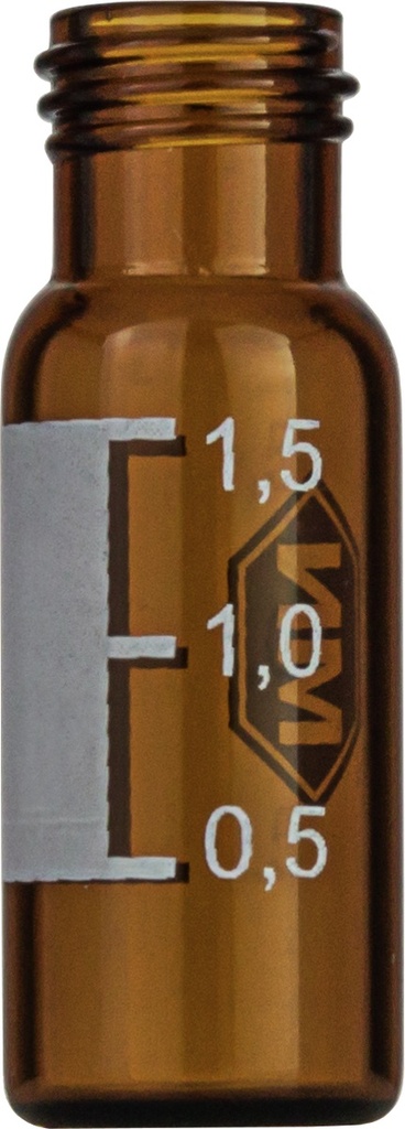 [1760065] Vialer m. gänga, Macherey-Nagel, N 9 kort gänga, bred öppning, 1,5 mL, brun, m. skrivfält