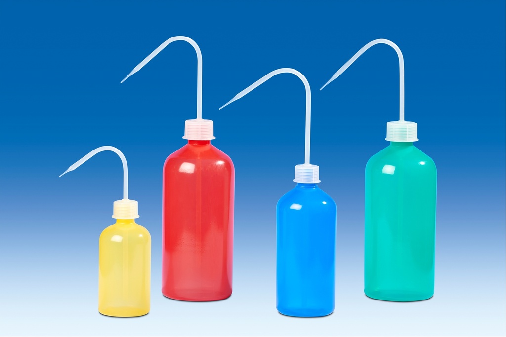 Tvättflaska, LDPE, gul, 500 ml