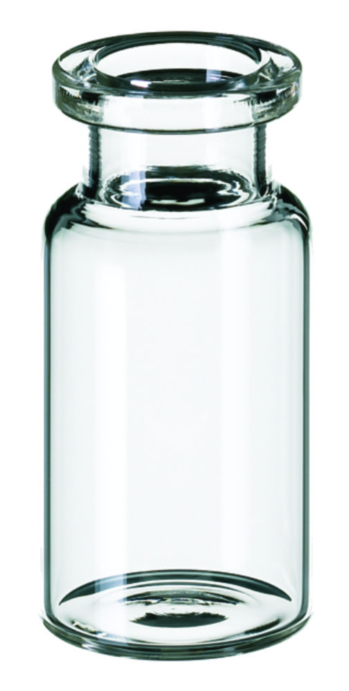 Headspace vialer m. krage, LLG, N 20 DIN crimp, flat botten, 10 mL, klar