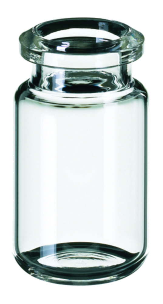 Headspace vialer m. krage, LLG, N 20 HS crimp, rund botten, 6 mL, klar