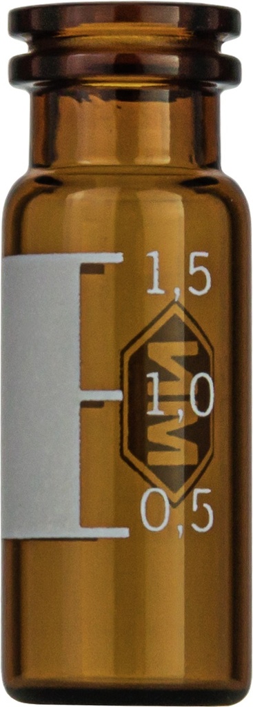 Vialer m. krage, Macherey-Nagel, N 11 snap ring, vid öppning, 1,5 mL, brun, m. skrivfält