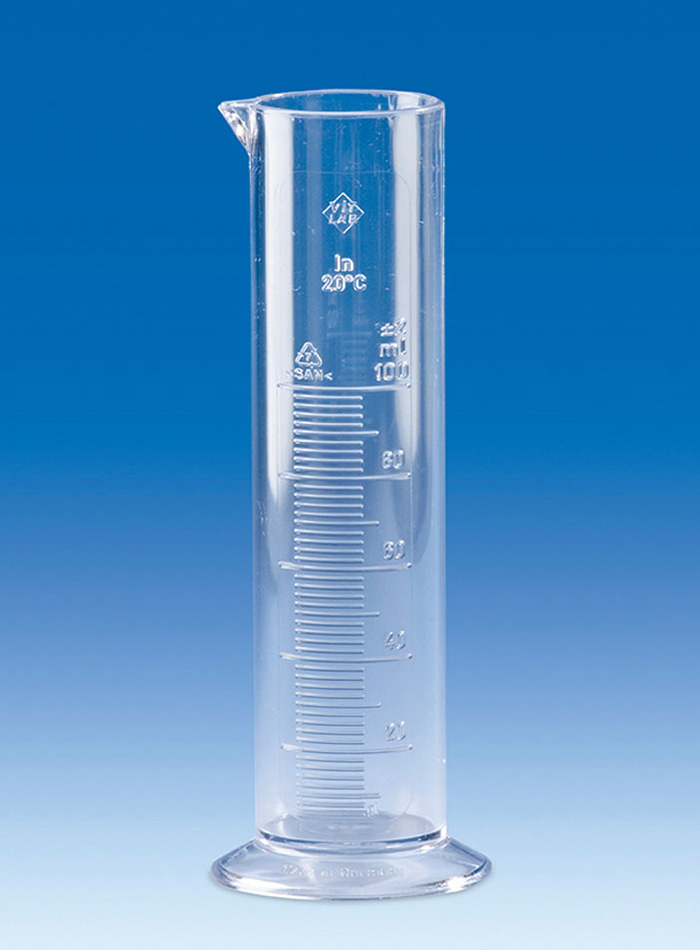 Mätcylinder 250 ml, SAN, låg form, klar