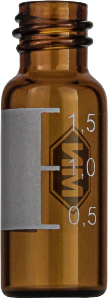 Vialer m. gänga, Macherey-Nagel, N 8, smal öppning, 1,5 mL, brun, m. skrivfält