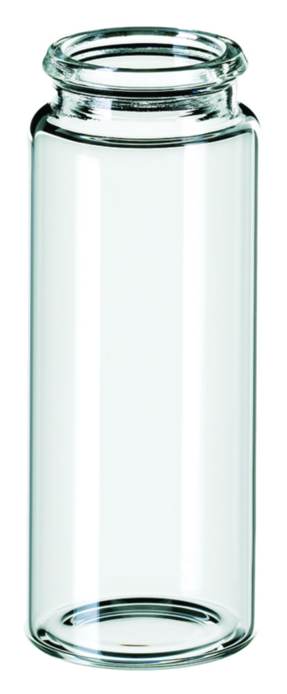 Vialer m. krage, LLG, N 22 snap-cap, flat botten, 25 mL, klar