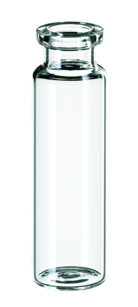Headspace vialer m. krage, LLG, N 20 DIN crimp, flat botten, 20 mL, klar