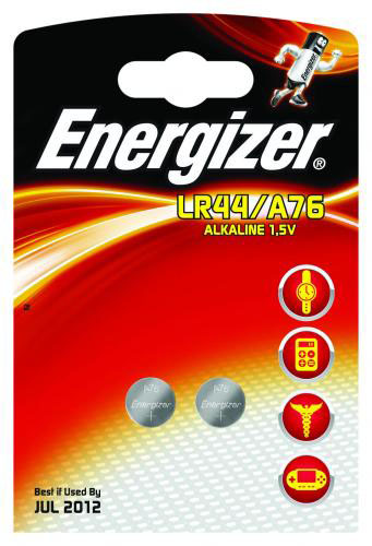 Knappcellsbatteri, 1,5V, LR44, 5,4x11,6 mmØ, 2 st