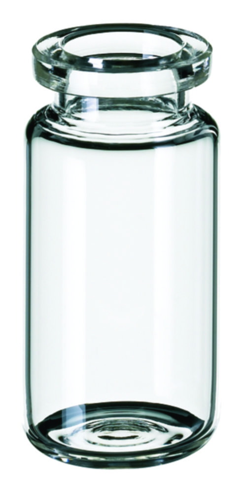 Headspace vialer m. krage, LLG, N 20 HS crimp, rund botten, 10 mL, klar