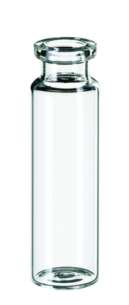 Headspace vialer m. krage, LLG, N 20 DIN crimp, flat botten, 20 mL, klar