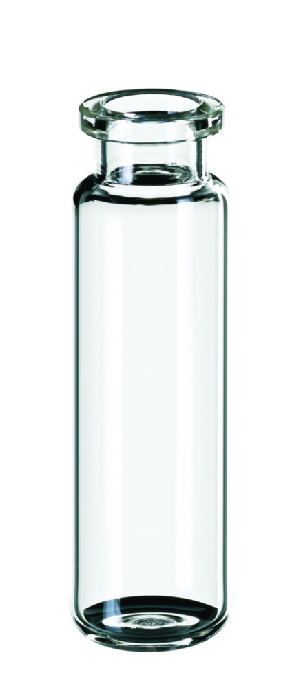 Headspace vialer m. krage, LLG, N 20 DIN crimp, rund botten, 20 mL, klar