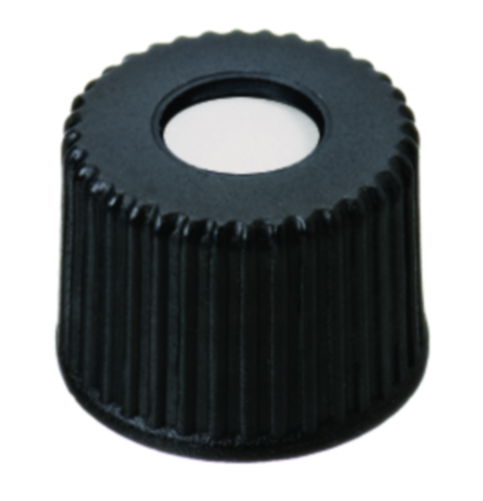 Skruvlock, LLG, N 8, svart PP m. hål, silikon/PTFE 45 A