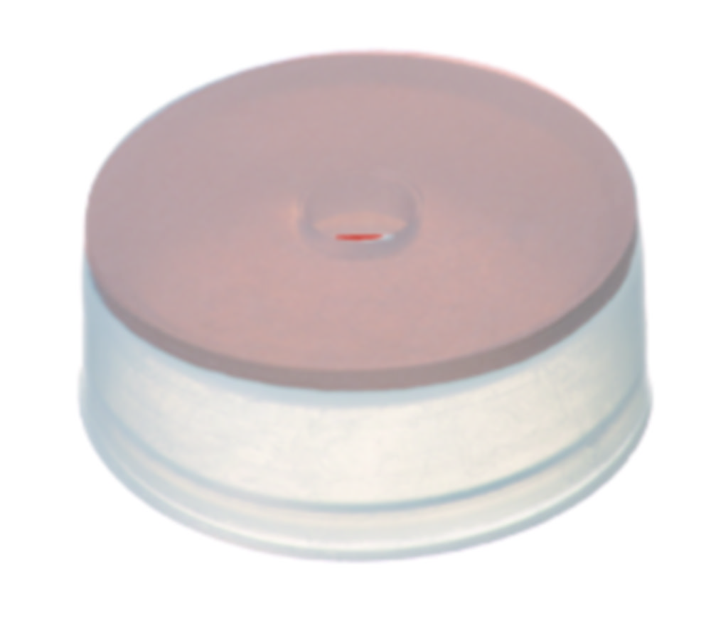 Crimp-hätta, LLG, N 20, PE till vialer med HS krage, m. hål, gummi/PTFE 60 A