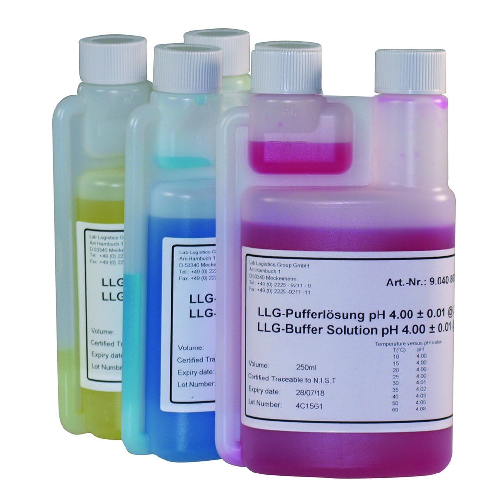 Buffert, teknisk, LLG, pH 7,00 ±0,01, 25°C, gul, 250 mL