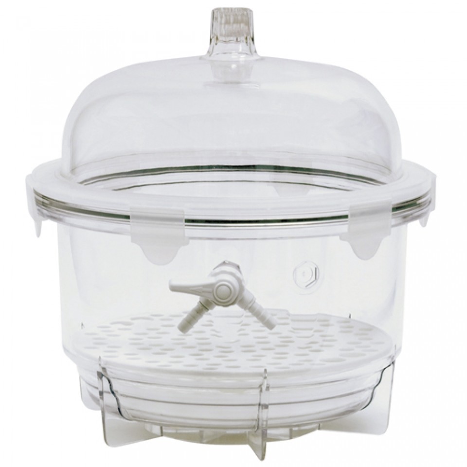 Exsickator, vakuum, PC, rund, Ø25 cm, 10 liter