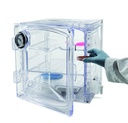 Exsickator, PC, kubisk, manometer och kran, klar, 35 L