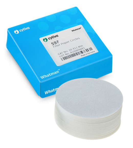 Rundfilter, Whatman, kvalitativt, Grade 597, Ø125 mm, 4-7 µm, 100 st.