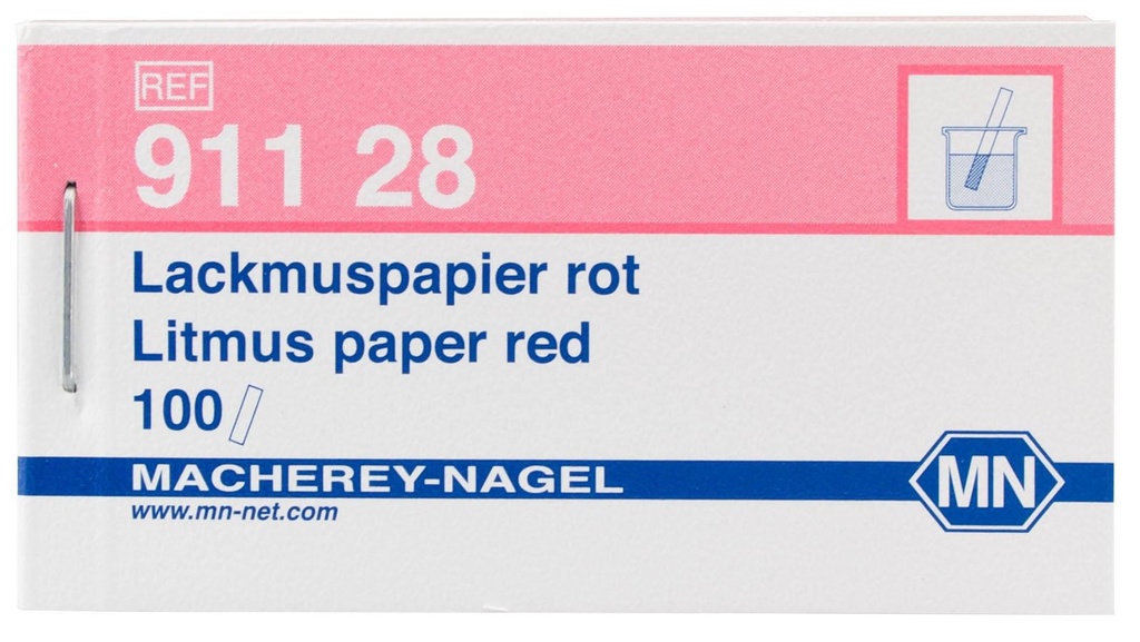 [9130116] pH-indikatorpapper, lackmus, Macherey-Nagel, strips, pH 5 - 8, röd-blå, 100 st.