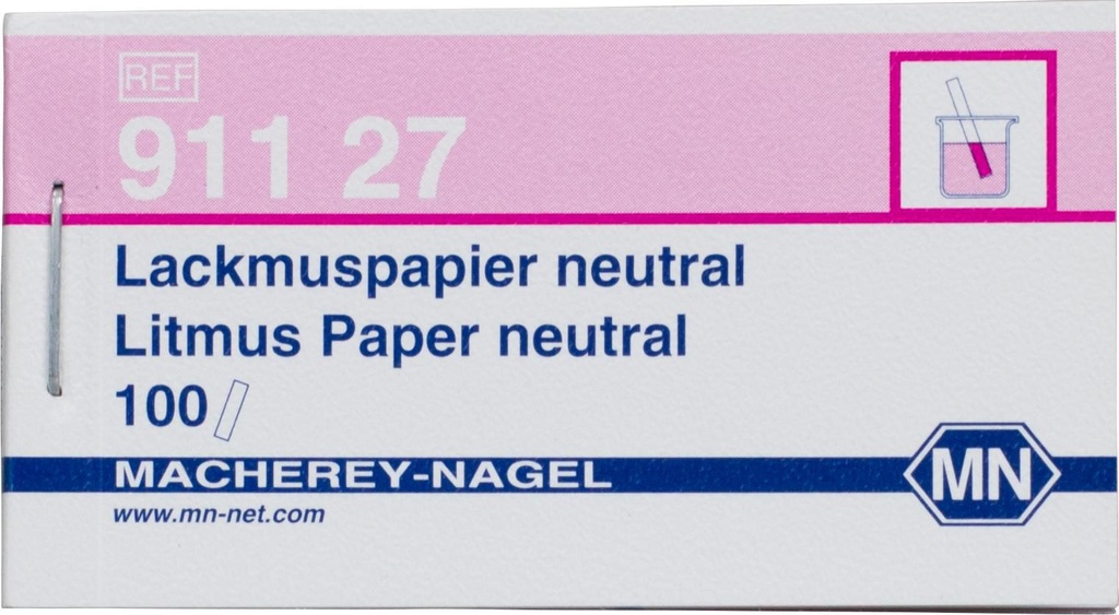 [9130118] pH-indikatorpapper, lackmus, Macherey-Nagel, strips, pH 5 - 8, röd-violett-blå, 100 st.